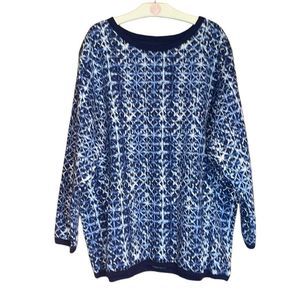 •WOMAN WITHIN•NWOT BLUE/WHITE STAR CREW NECK SWEATER TOP IN SIZE 1X(22/24)